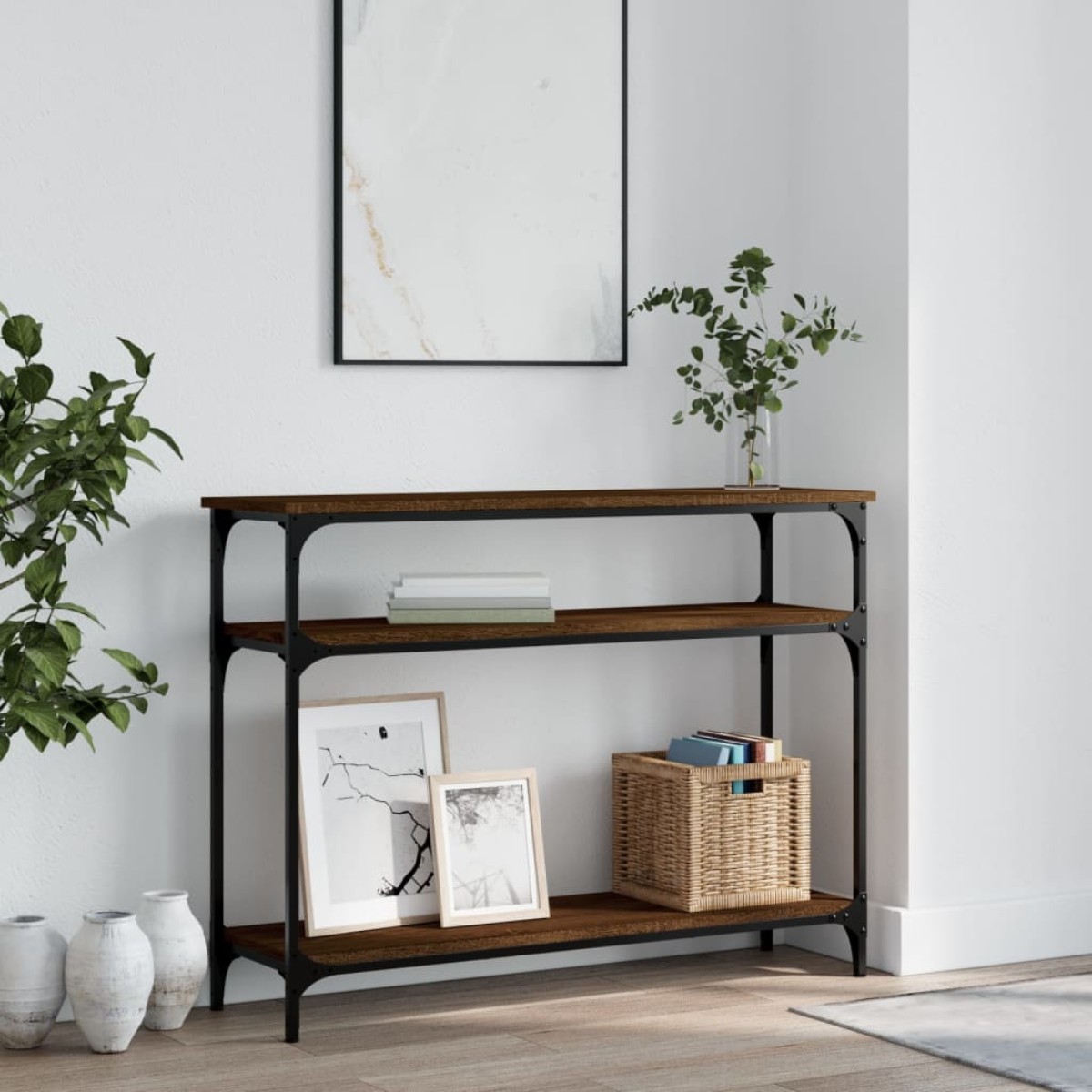 vidaXL Τραπέζι Κονσόλα Καφέ Δρυς 100x29x75 εκ. Επεξεργασμένο Ξύλο