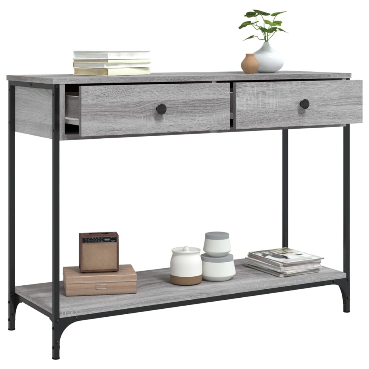 vidaXL Τραπέζι Κονσόλα Γκρι Sonoma 100x34,5x75 εκ. Επεξεργασμένο Ξύλο