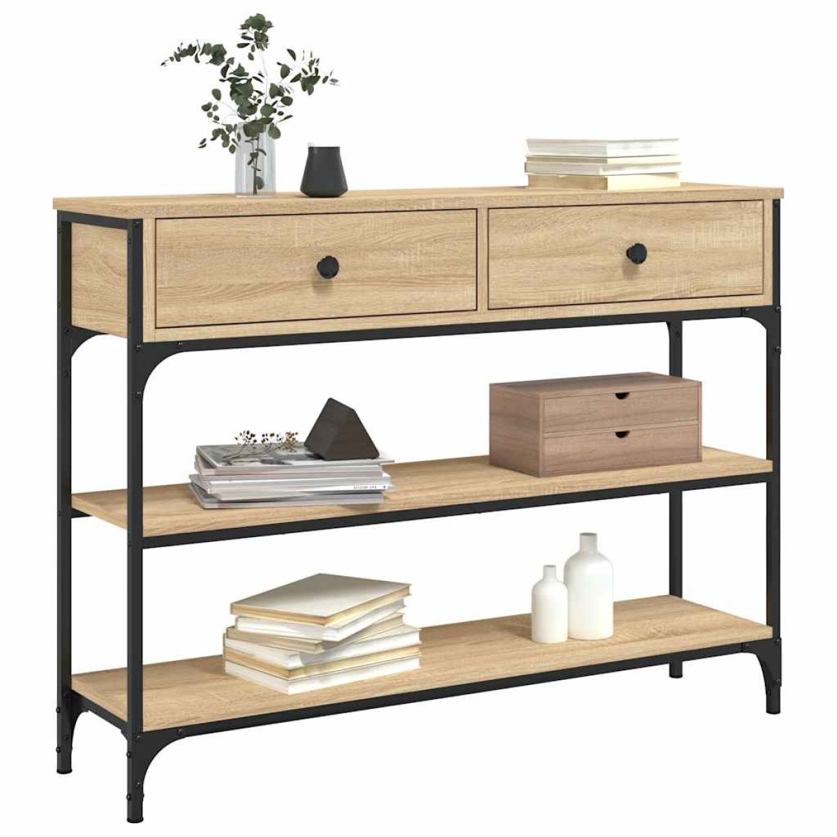 vidaXL Τραπέζι Κονσόλα Sonoma Δρυς 100x25x75 εκ. Επεξεργασμένο Ξύλο