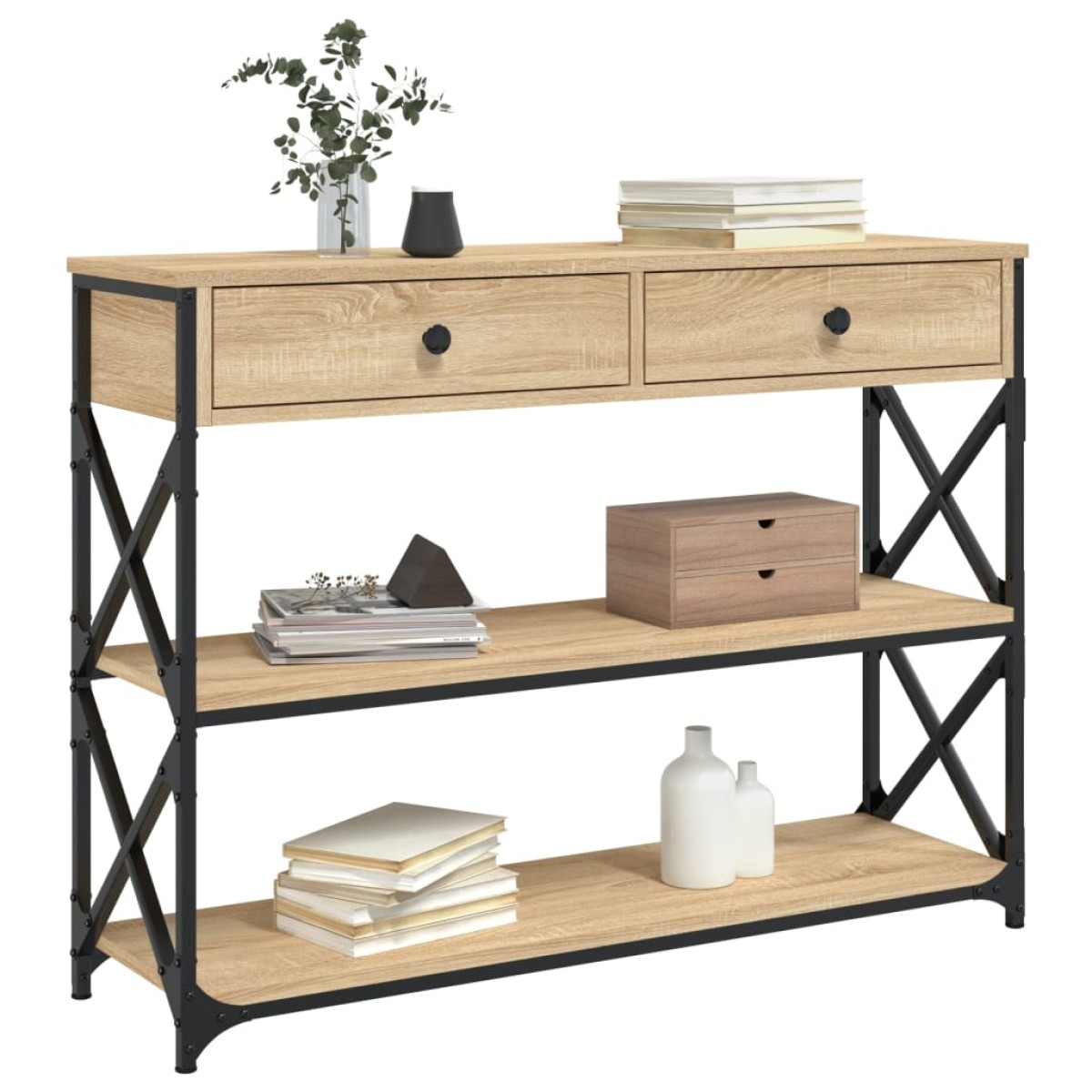 vidaXL Τραπέζι Κονσόλα Sonoma Δρυς 100x28x75 εκ. Επεξεργασμένο Ξύλο