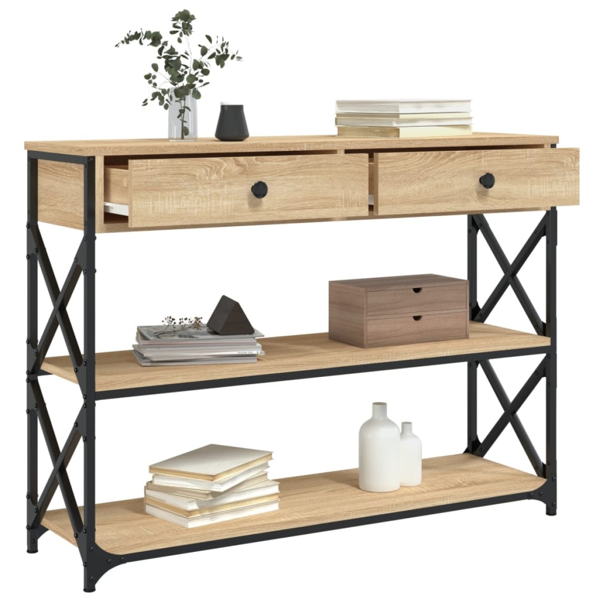 vidaXL Τραπέζι Κονσόλα Sonoma Δρυς 100x28x75 εκ. Επεξεργασμένο Ξύλο