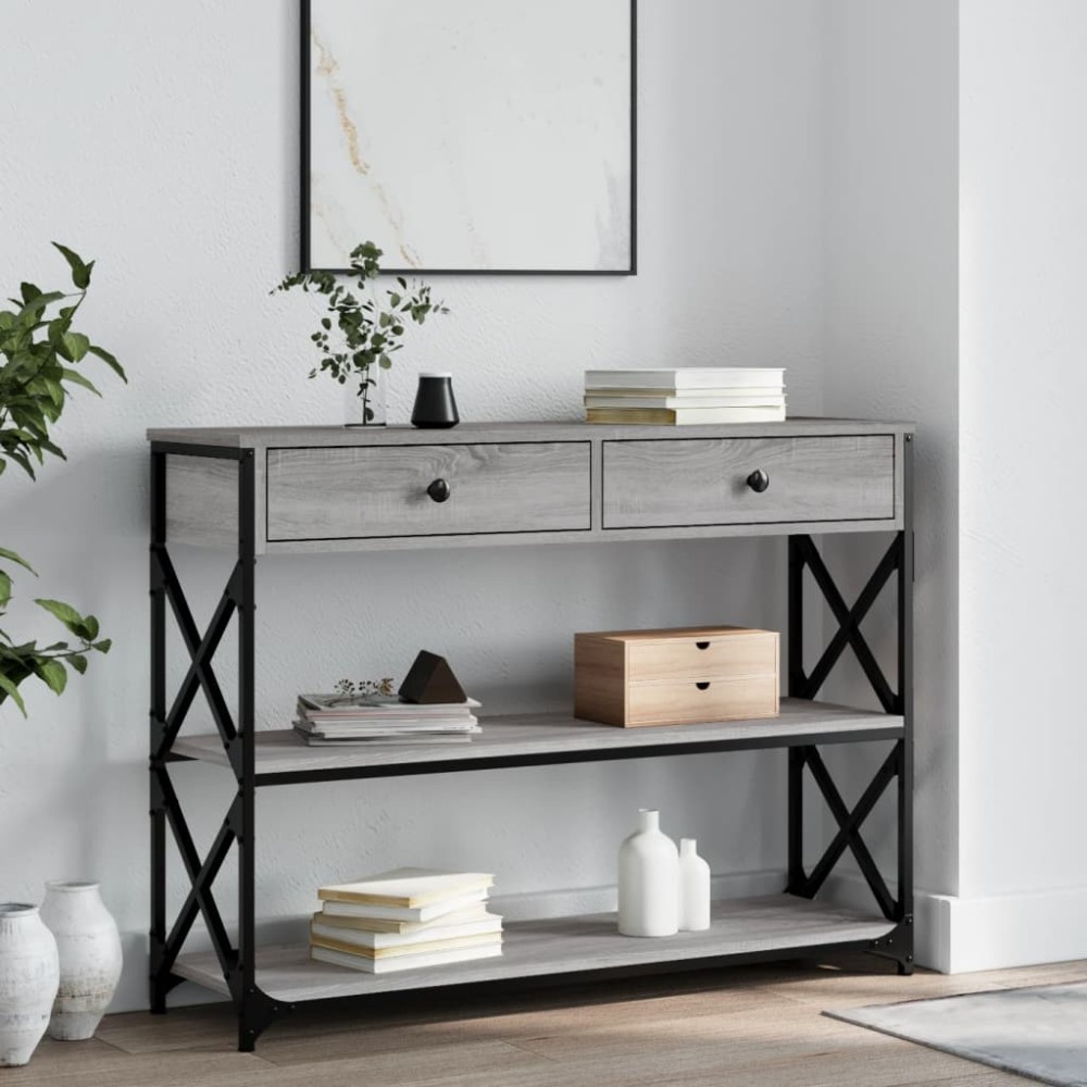 vidaXL Τραπέζι Κονσόλα Γκρι Sonoma 100x28x75 εκ. Επεξεργασμένο Ξύλο