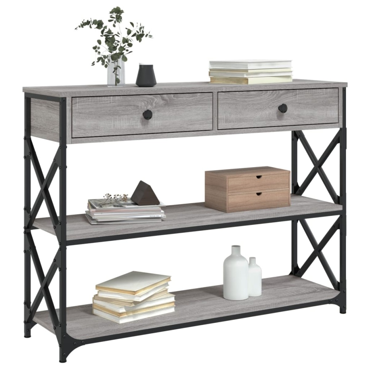 vidaXL Τραπέζι Κονσόλα Γκρι Sonoma 100x28x75 εκ. Επεξεργασμένο Ξύλο