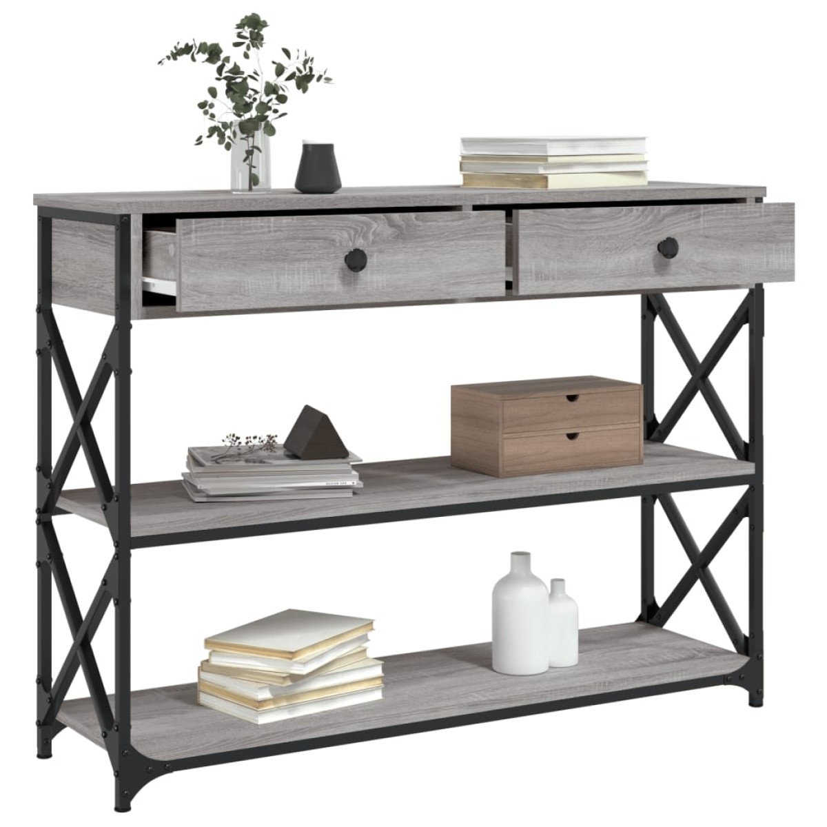 vidaXL Τραπέζι Κονσόλα Γκρι Sonoma 100x28x75 εκ. Επεξεργασμένο Ξύλο