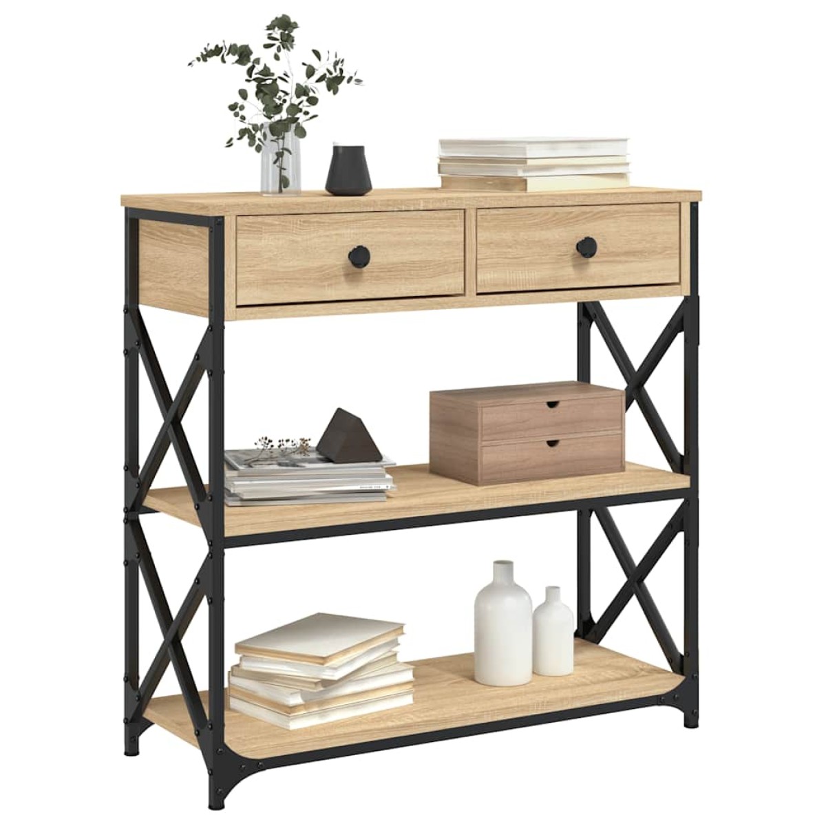 vidaXL Τραπέζι Κονσόλα Sonoma Δρυς 75 x 28 x 75 εκ. Επεξεργασμένο Ξύλο