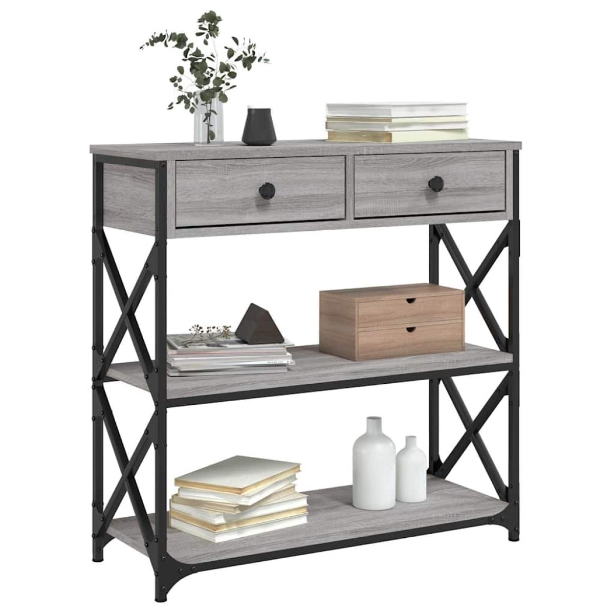 vidaXL Τραπέζι Κονσόλα Γκρι Sonoma 75x28x75 εκ. Επεξεργασμένο Ξύλο