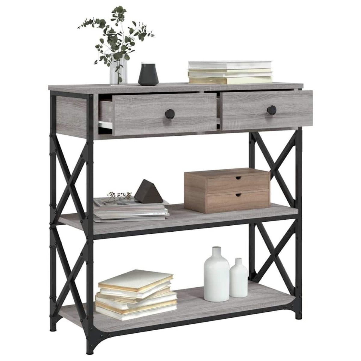 vidaXL Τραπέζι Κονσόλα Γκρι Sonoma 75x28x75 εκ. Επεξεργασμένο Ξύλο