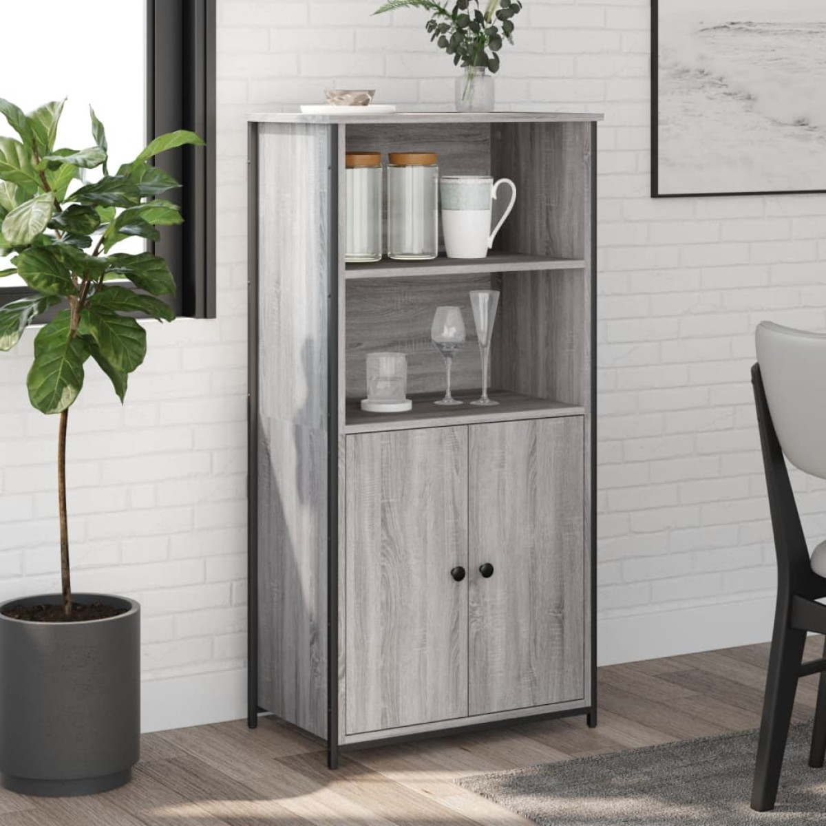 vidaXL Ντουλάπι Γκρι Sonoma 62x36x121,5 εκ. από Επεξεργασμένο Ξύλο