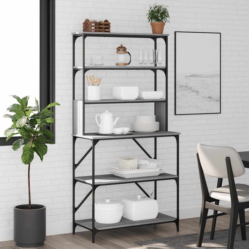 vidaXL Ραφιέρα Κουζίνας 6 Επιπέδων Γκρι Sonoma 90x40x180 εκ Επεξ. Ξύλο