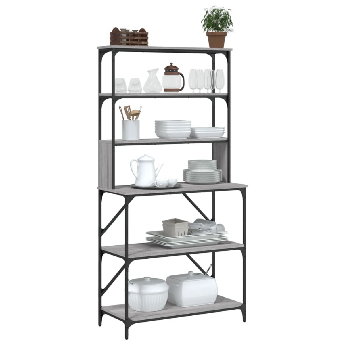 vidaXL Ραφιέρα Κουζίνας 6 Επιπέδων Γκρι Sonoma 90x40x180 εκ Επεξ. Ξύλο