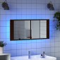 vidaXL Ντουλάπι Μπάνιου με Καθρέφτη/LED Καφέ Δρυς 100x12x45 εκ.