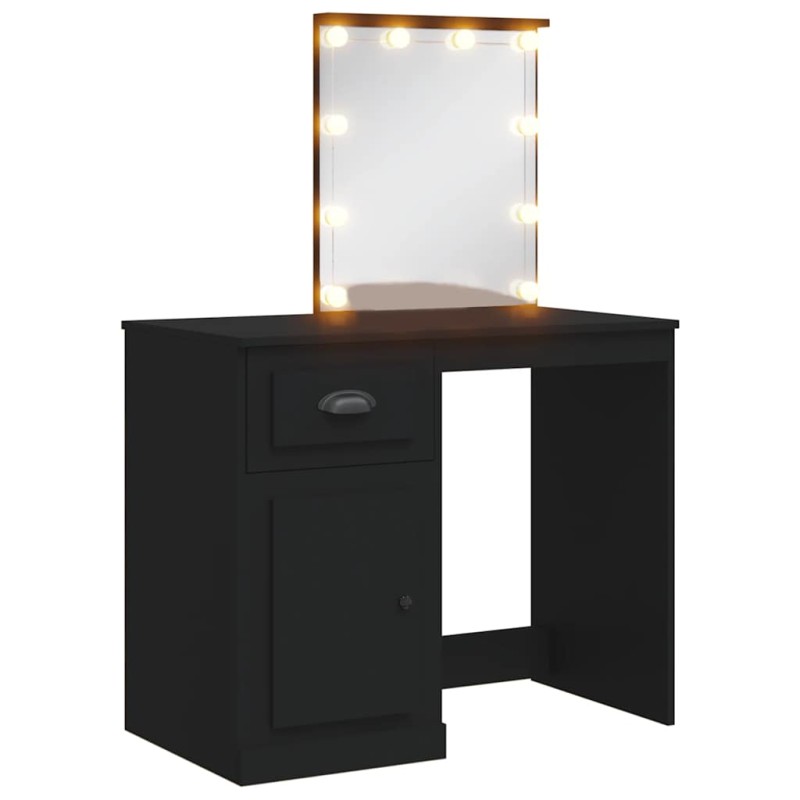 vidaXL Μπουντουάρ με LED Φώτα Μαύρο 90 x 42 x 132,5 εκ.