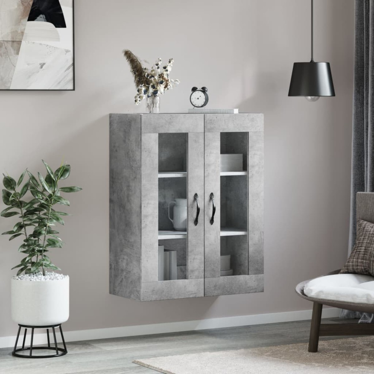 vidaXL Ντουλάπι Επιτοίχιο Γκρι Σκυροδεμ. 69,5x34x90 εκ. Επεξεργ. Ξύλο