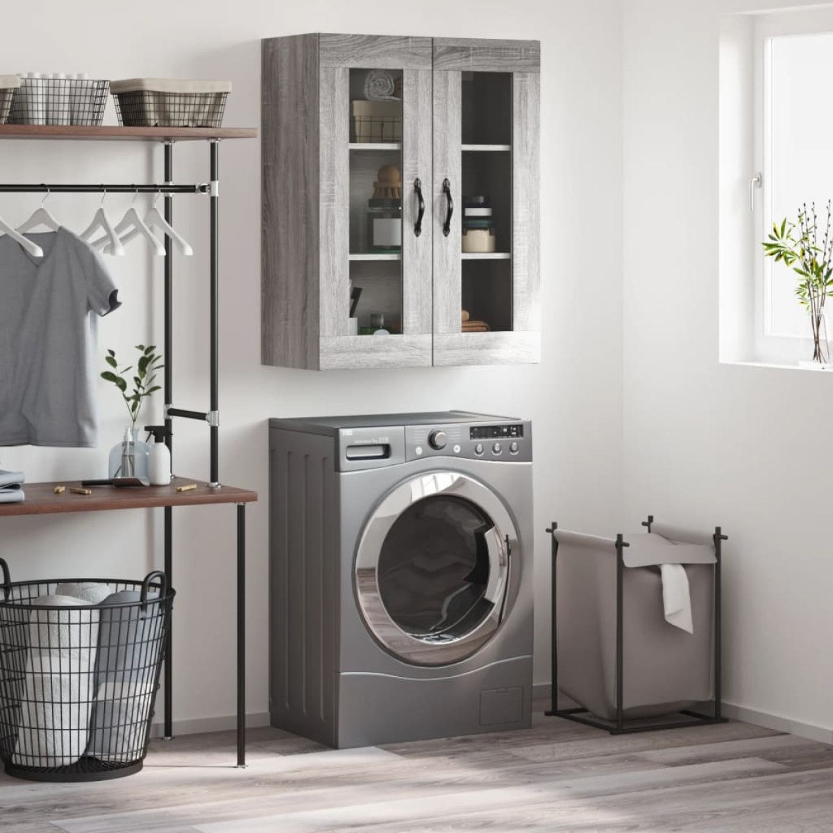 vidaXL Ντουλάπι Επιτοίχιο Γκρι Sonoma 69,5 x 34 x 90 εκ. Επεξεργ. Ξύλο