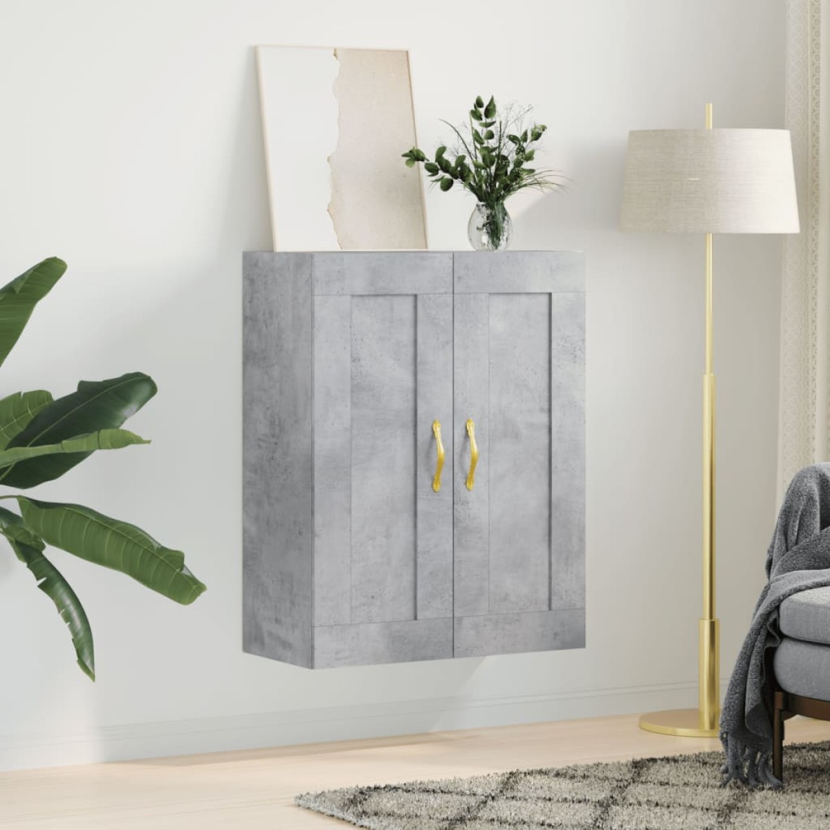 vidaXL Ντουλάπι Επιτοίχιο Γκρι Σκυροδεμ. 69,5x34x90 εκ. Επεξεργ. Ξύλο