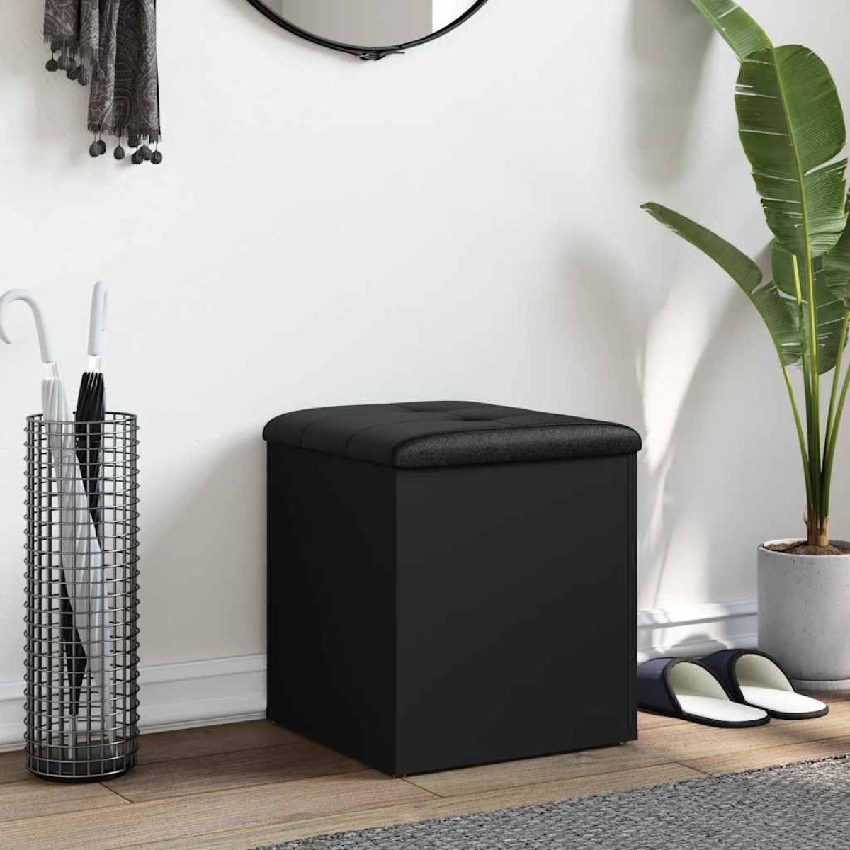 vidaXL Παγκάκι Αποθήκευσης Μαύρο 42x42x45 εκ. από Επεξεργασμένο Ξύλο