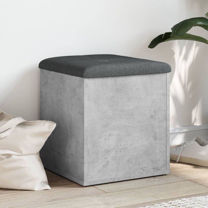 vidaXL Παγκάκι Αποθήκευσης Γκρι Σκυροδεμ. 42x42x45 εκ. Επεξεργ. Ξύλο