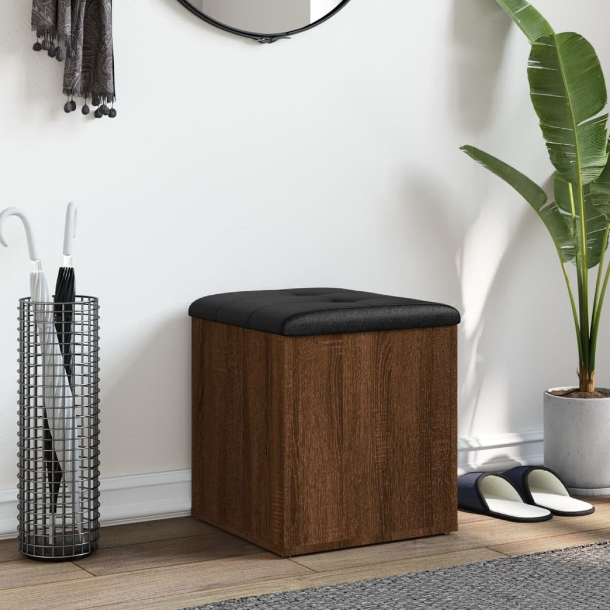 vidaXL Παγκάκι Αποθήκευσης Καφέ Δρυς 42x42x45 εκ. από Επεξ. Ξύλο