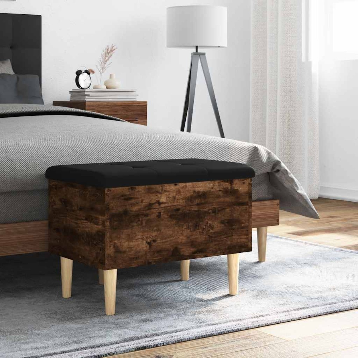 vidaXL Παγκάκι Αποθήκευσης Καπνιστή Δρυς 62x42x46 εκ. από Επεξ. Ξύλο