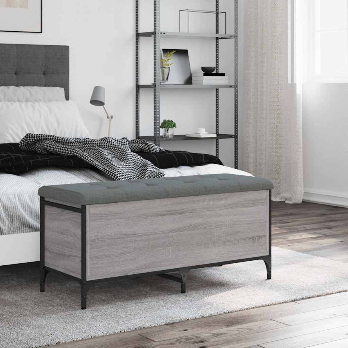 vidaXL Παγκάκι Αποθήκευσης Γκρι Sonoma 102x42x45 εκ Επεξεργασμένο Ξύλο