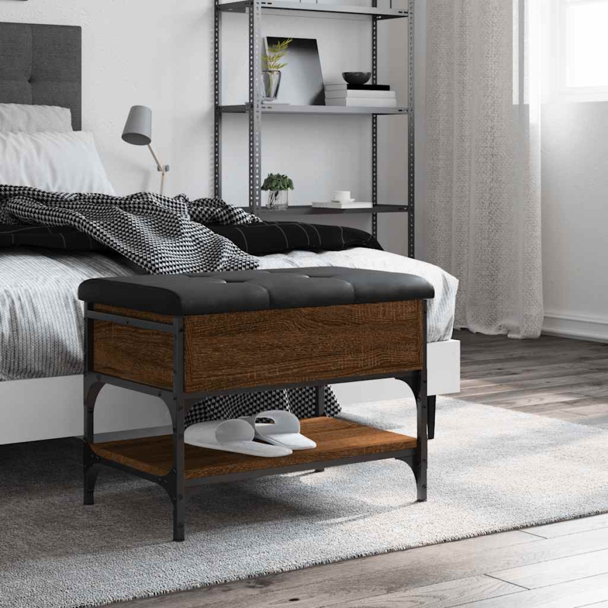 vidaXL Παπουτσοθήκη Καφέ Δρυς 62x42x45 εκ. από Επεξεργασμένο Ξύλο