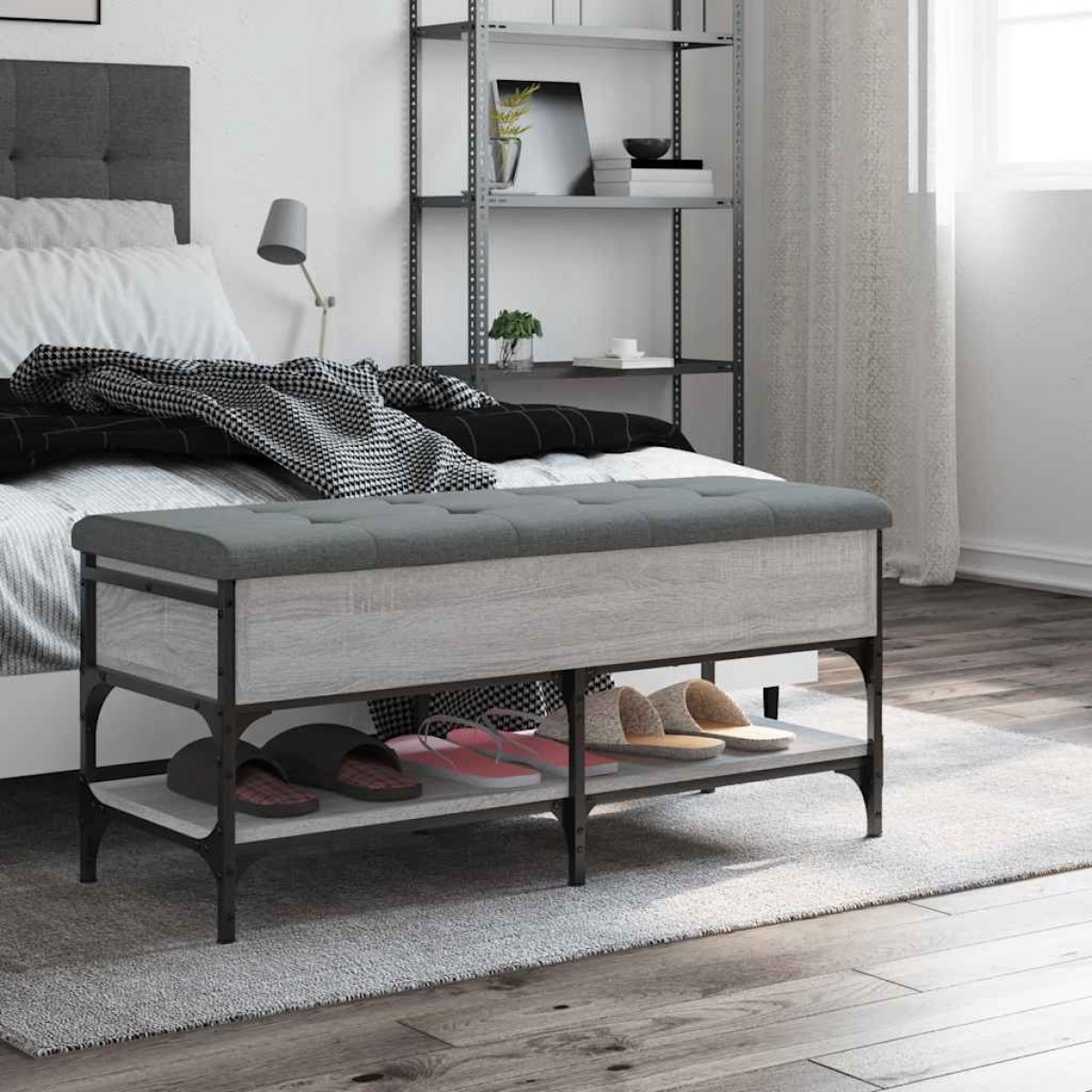 vidaXL Παπουτσοθήκη Γκρι Sonoma 102x42x45 εκ. από Επεξεργασμένο Ξύλο