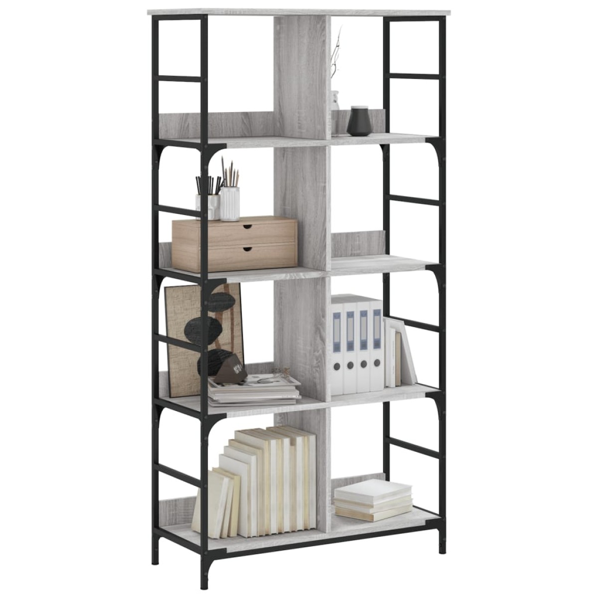 vidaXL Βιβλιοθήκη Γκρι Sonoma 78,5 x 33 x 153 εκ. Επεξεργασμένο Ξύλο