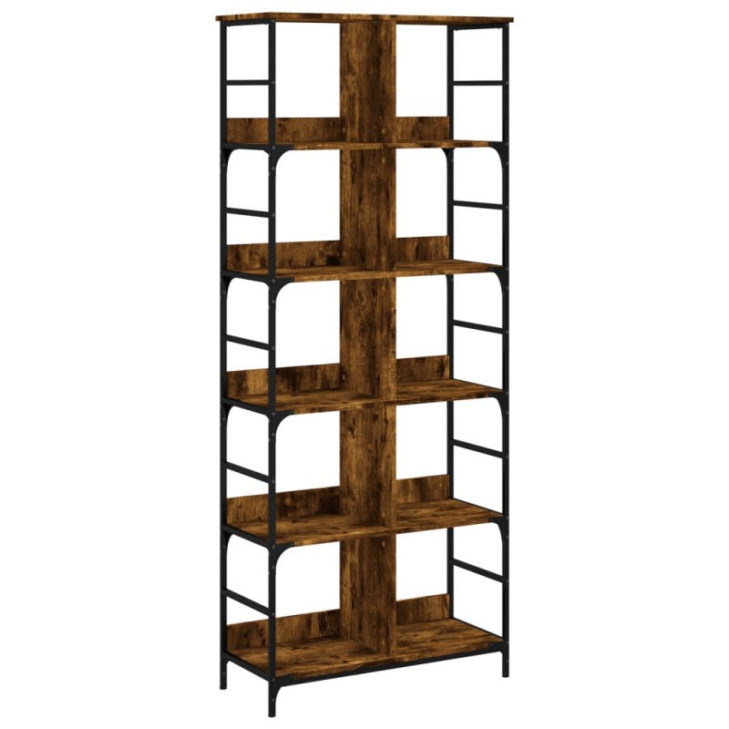 vidaXL Βιβλιοθήκη Καπνιστή Δρυς 78,5x33x188,5 εκ. Επεξεργασμένο Ξύλο