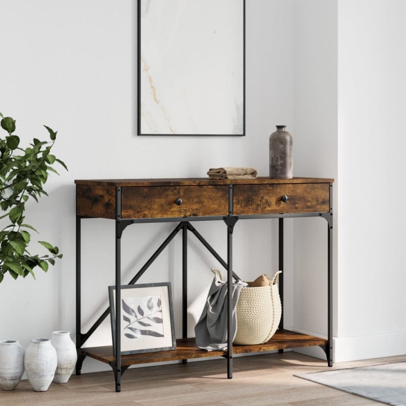 vidaXL Τραπέζι Κονσόλα Καπνιστή Δρυς 100x39x78,5εκ. Επεξεργασμένο Ξύλο