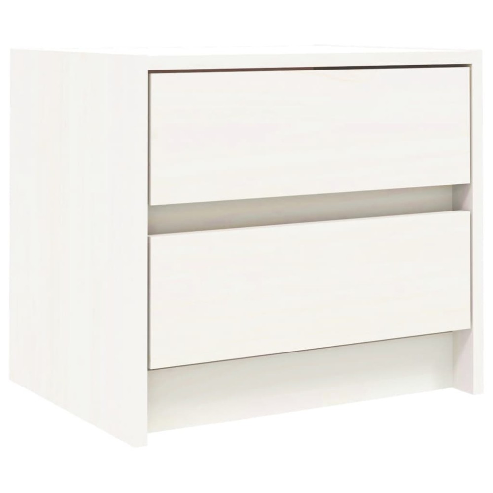 vidaXL Κομοδίνο Λευκό 40 x 31 x 35,5 εκ. από Μασίφ Ξύλο Πεύκου