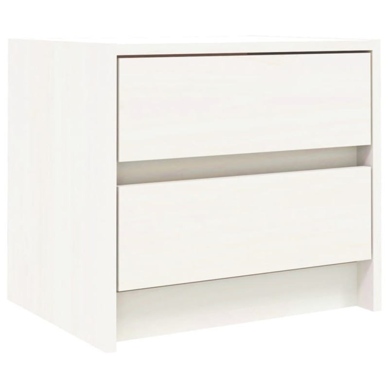 vidaXL Κομοδίνο Λευκό 40 x 31 x 35,5 εκ. από Μασίφ Ξύλο Πεύκου