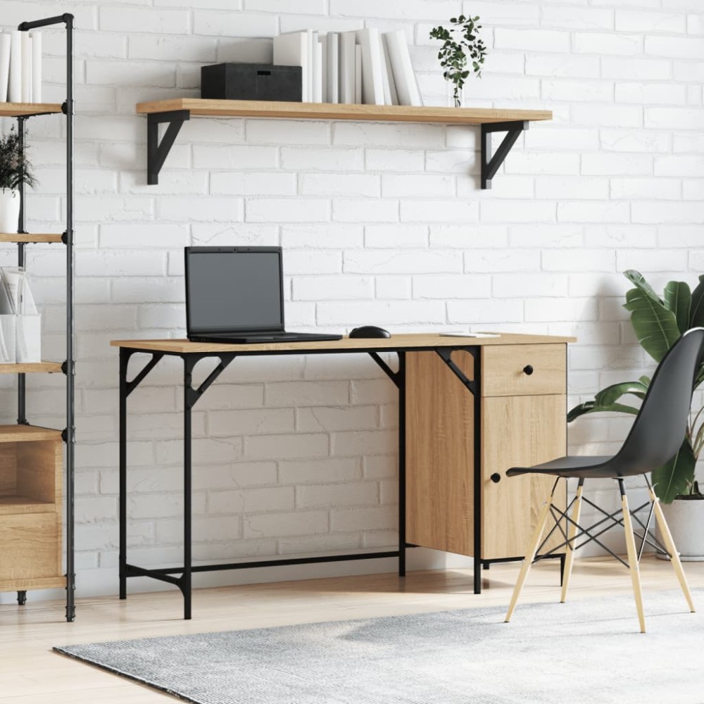 vidaXL Γραφείο Υπολογιστή Sonoma Δρυς 131x48x75 εκ. Επεξεργασμένο Ξύλο