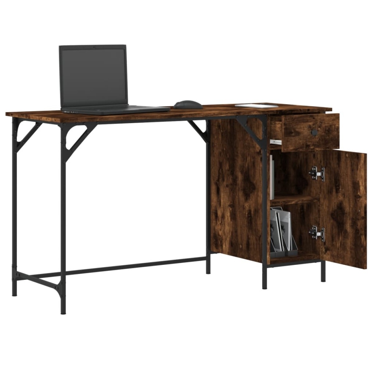 vidaXL Γραφείο Υπολογιστή Καπνιστή Δρυς 131x48x75εκ. από Επεξεργ. Ξύλο