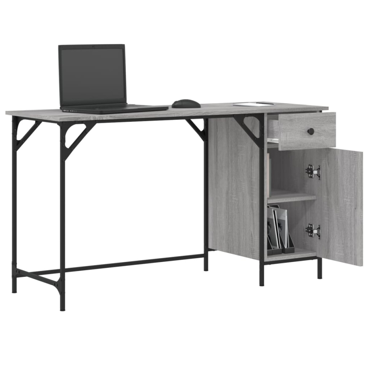 vidaXL Γραφείο Υπολογιστή Γκρι Sonoma 131x48x75 εκ. Επεξεργασμένο Ξύλο