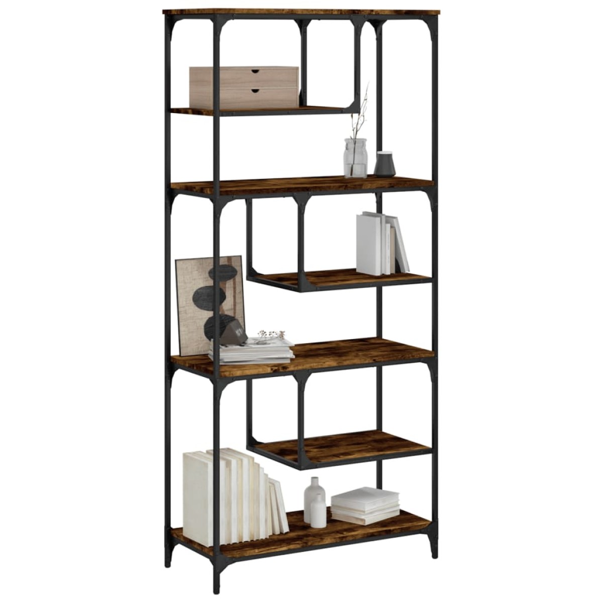 vidaXL Βιβλιοθήκη Καπνιστή Δρυς 81x36x176 εκ. από Επεξεργασμένο Ξύλο