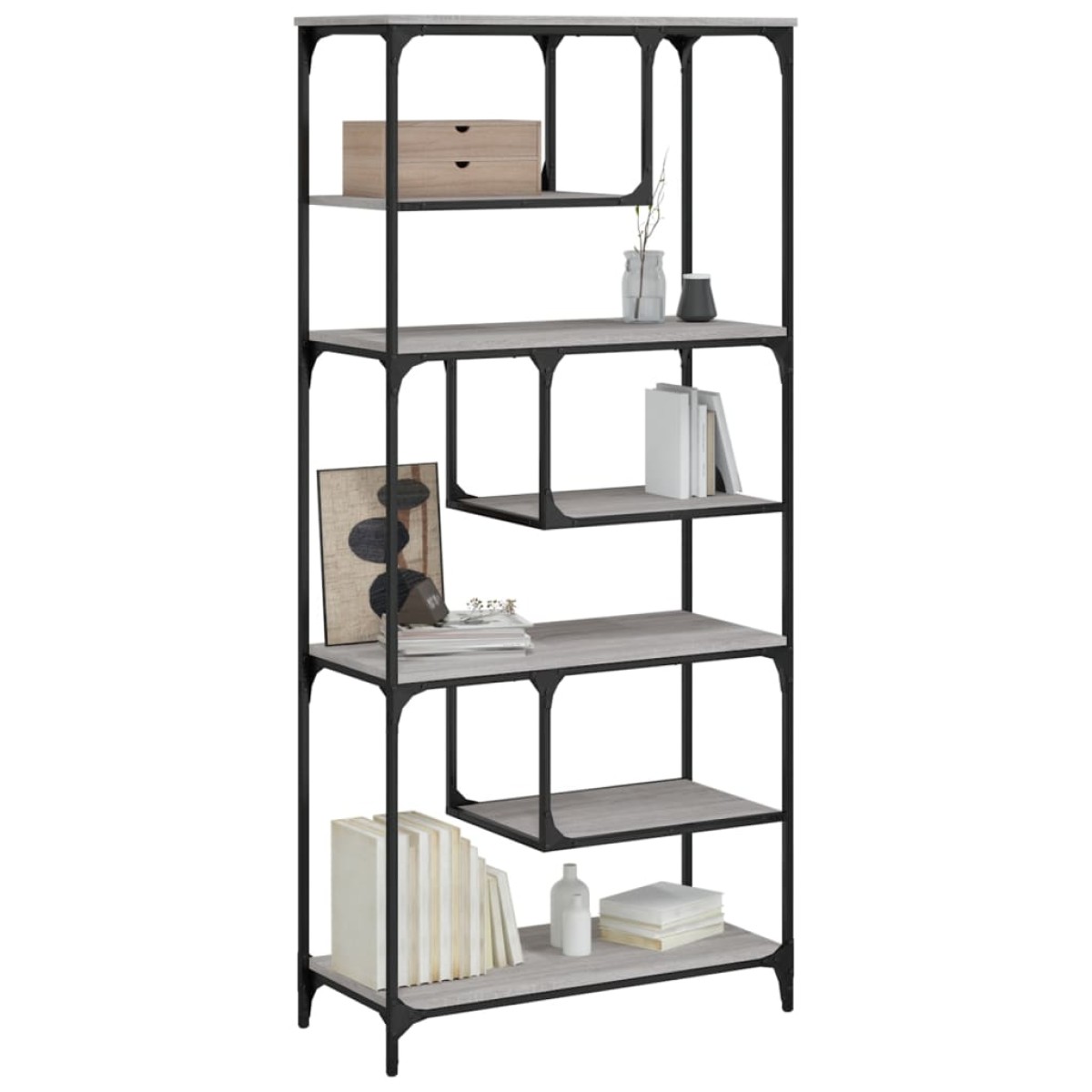 vidaXL Βιβλιοθήκη Γκρι Sonoma 81x36x176 εκ. από Επεξεργ. Ξύλο