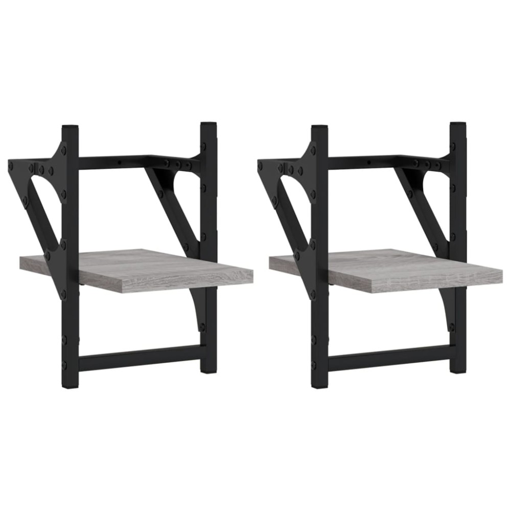 vidaXL Ράφια Τοίχου με Μπάρα 2 τεμ. Γκρι Sonoma 20x25x30 εκ.