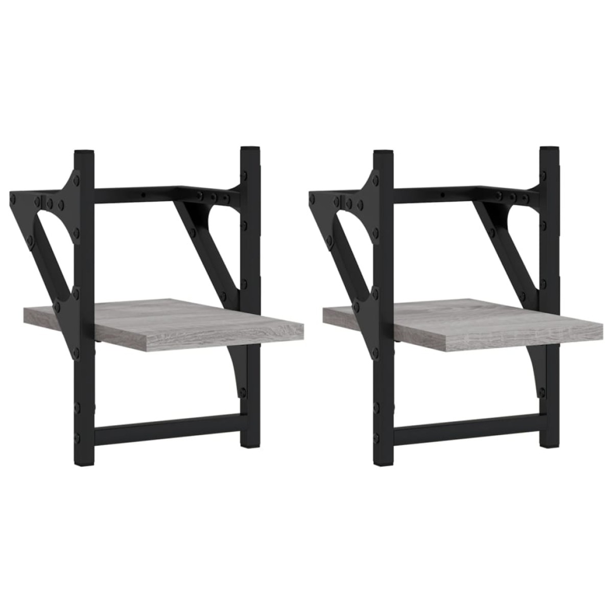vidaXL Ράφια Τοίχου με Μπάρα 2 τεμ. Γκρι Sonoma 20x25x30 εκ.