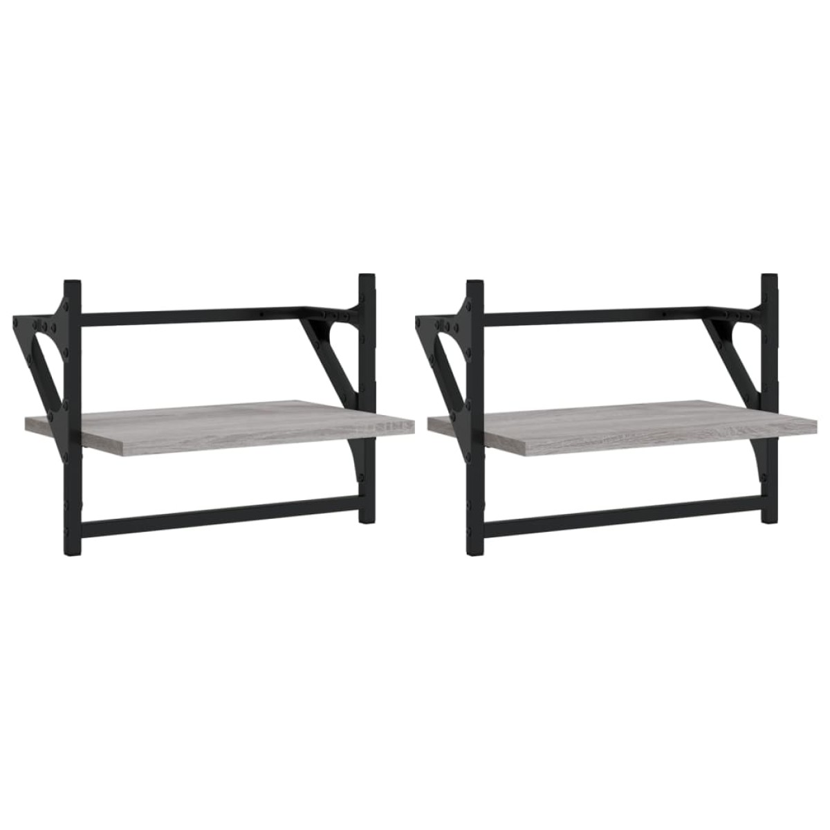 vidaXL Ράφια Τοίχου με Μπάρα 2 τεμ. Γκρι Sonoma 40x25x30 εκ.