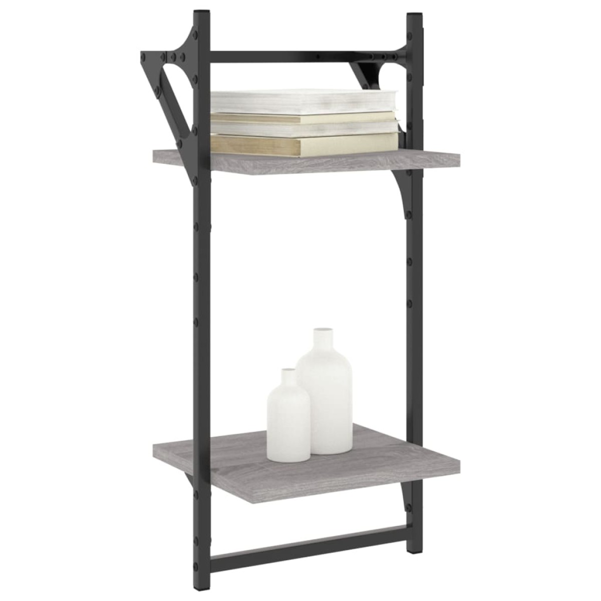 vidaXL Ράφια Τοίχου με Μπάρα 2 τεμ. Γκρι Sonoma 30 x 25 x 65 εκ.