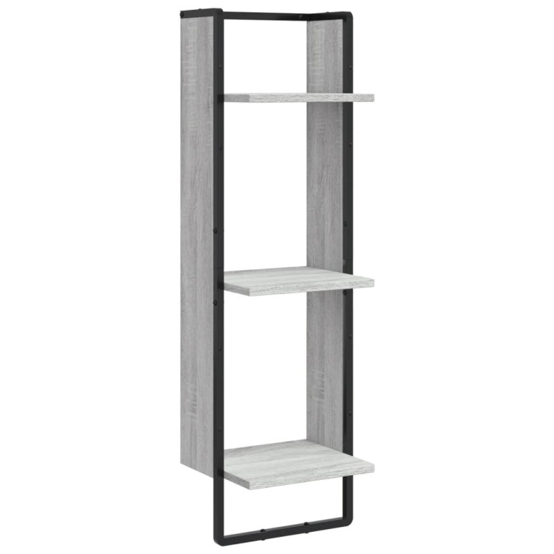 vidaXL Ραφιέρα Τοίχου με 3 Ράφια Γκρι Sonoma 30x25x100 Επεξεργ. Ξύλο