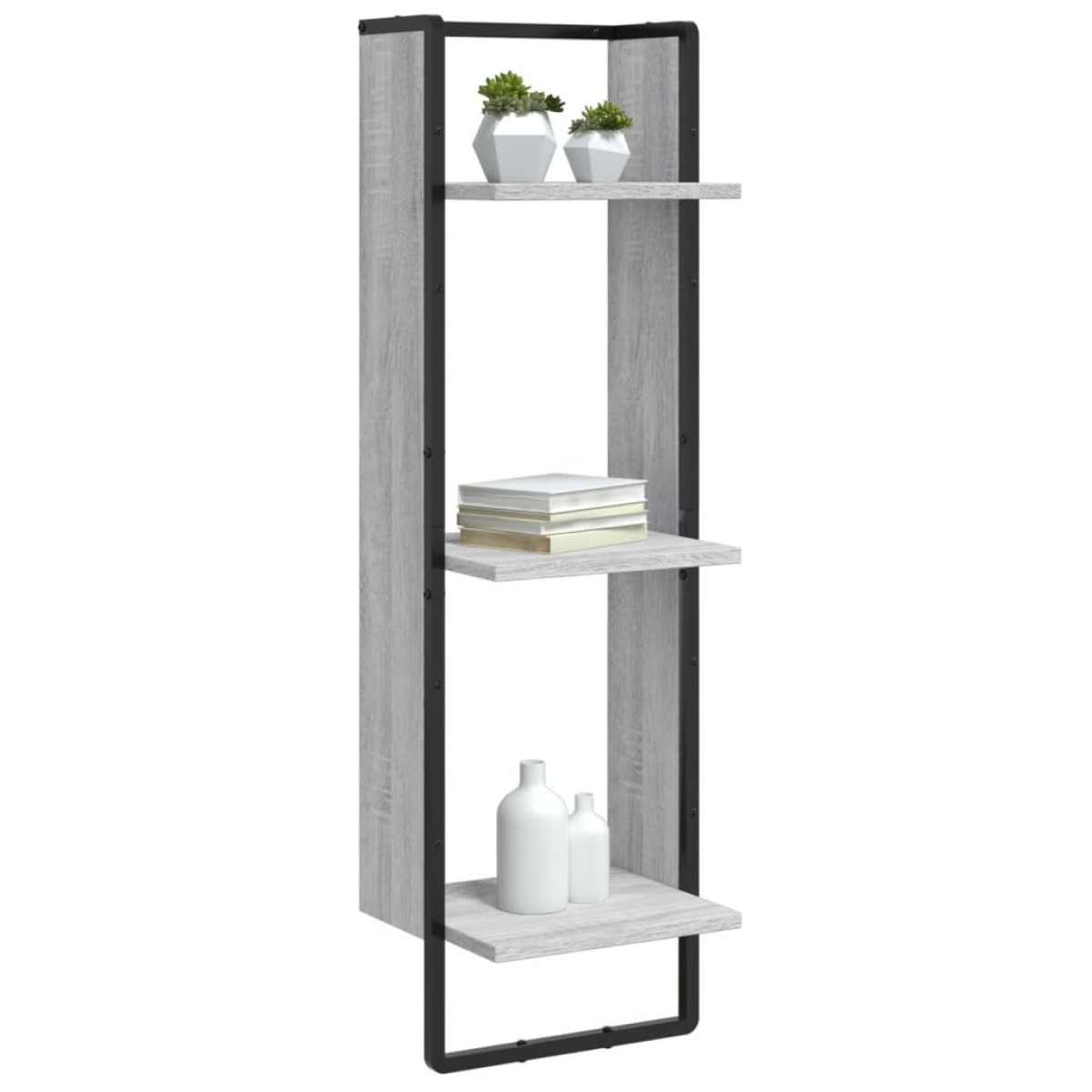 vidaXL Ραφιέρα Τοίχου με 3 Ράφια Γκρι Sonoma 30x25x100 Επεξεργ. Ξύλο