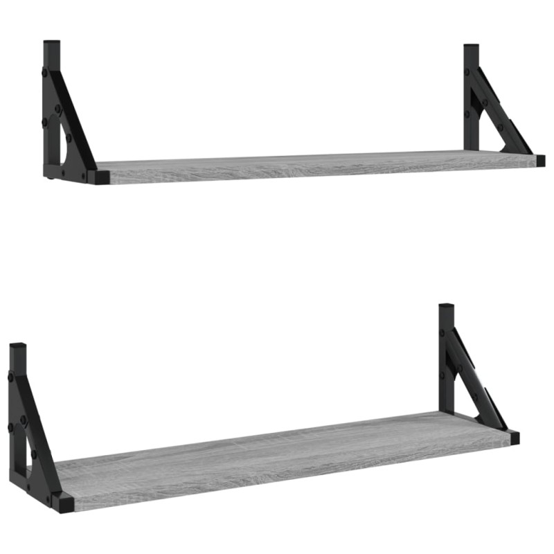 vidaXL Ράφια Τοίχου 2 τεμ. Γκρι Sonoma 60 x 15 x 15,5 εκ.