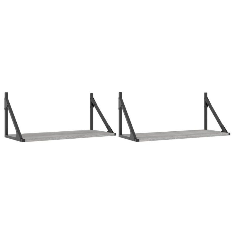 vidaXL Ραφιέρες Τοίχου 2 τεμ. Γκρι Sonoma 60x25x25,5 εκ. Επεξ. Ξύλο