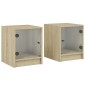 vidaXL Κομοδίνα με Γυάλινες Πόρτες 2 τεμ. Sonoma Δρυς 35x37x42 εκ.