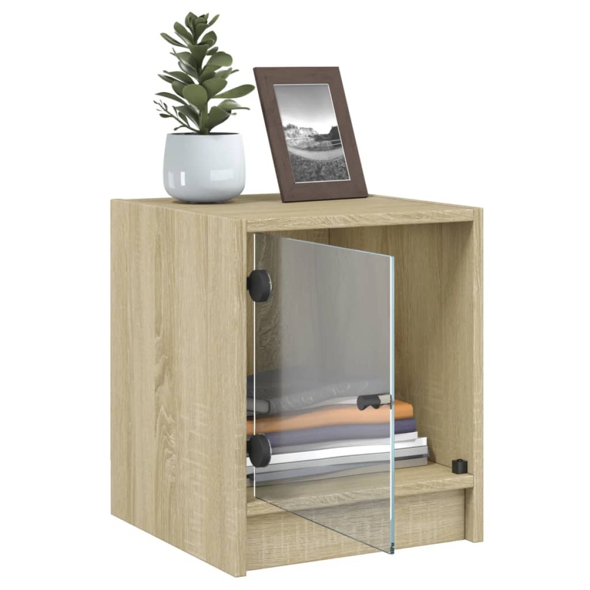vidaXL Κομοδίνα με Γυάλινες Πόρτες 2 τεμ. Sonoma Δρυς 35x37x42 εκ.