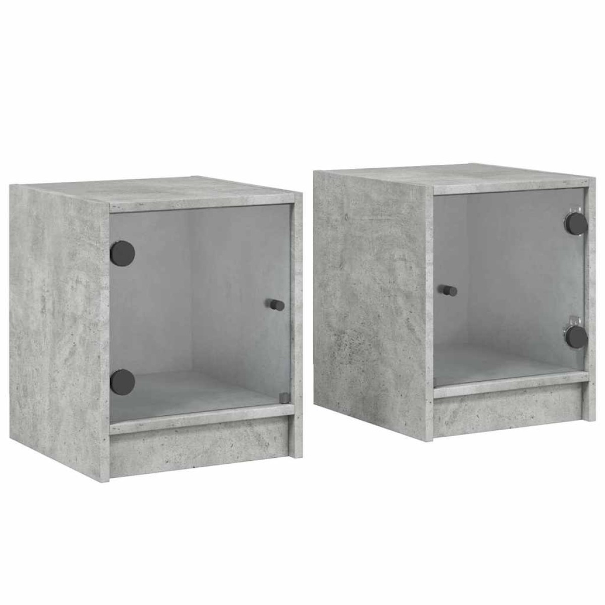 vidaXL Κομοδίνα 2 τεμ. Γκρι Σκυρ. 35x37x42 εκ. με Γυάλινες Πόρτες