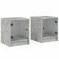 vidaXL Κομοδίνα 2 τεμ. Γκρι Σκυρ. 35x37x42 εκ. με Γυάλινες Πόρτες
