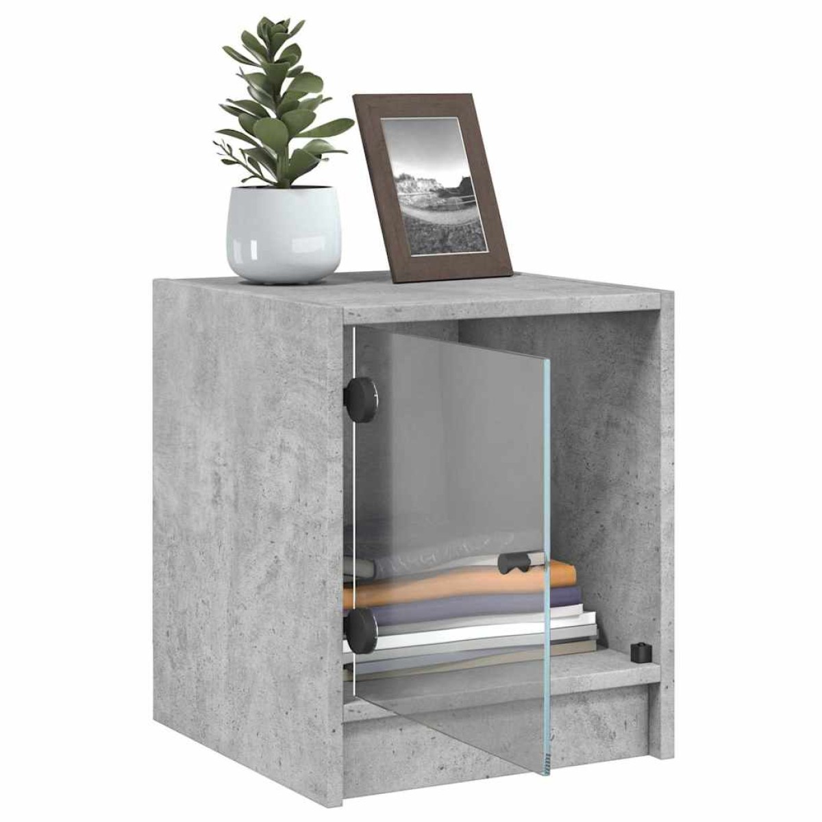 vidaXL Κομοδίνα 2 τεμ. Γκρι Σκυρ. 35x37x42 εκ. με Γυάλινες Πόρτες