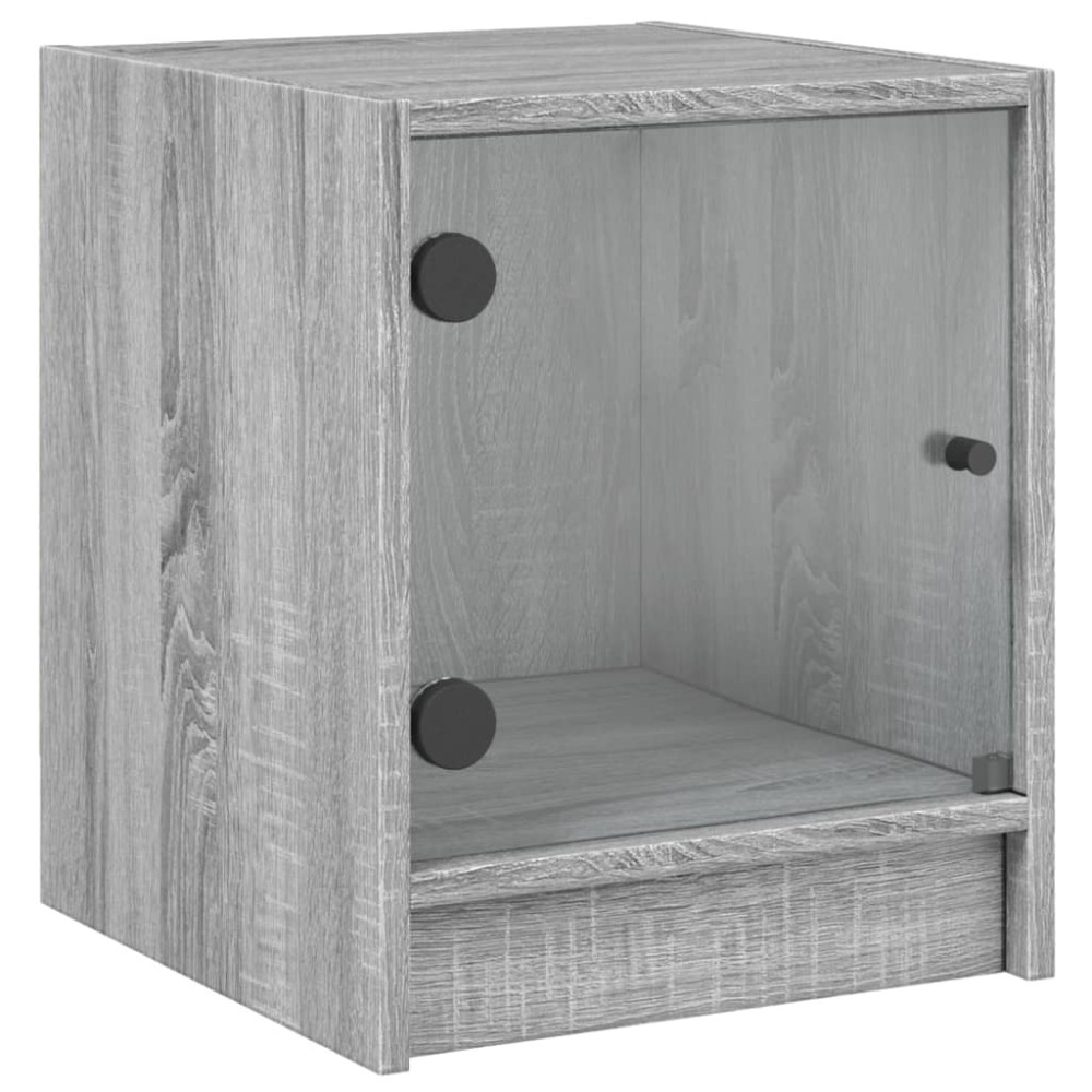 vidaXL Κομοδίνο Γκρι Sonoma 35x37x42 εκ. με Γυάλινη Πόρτα